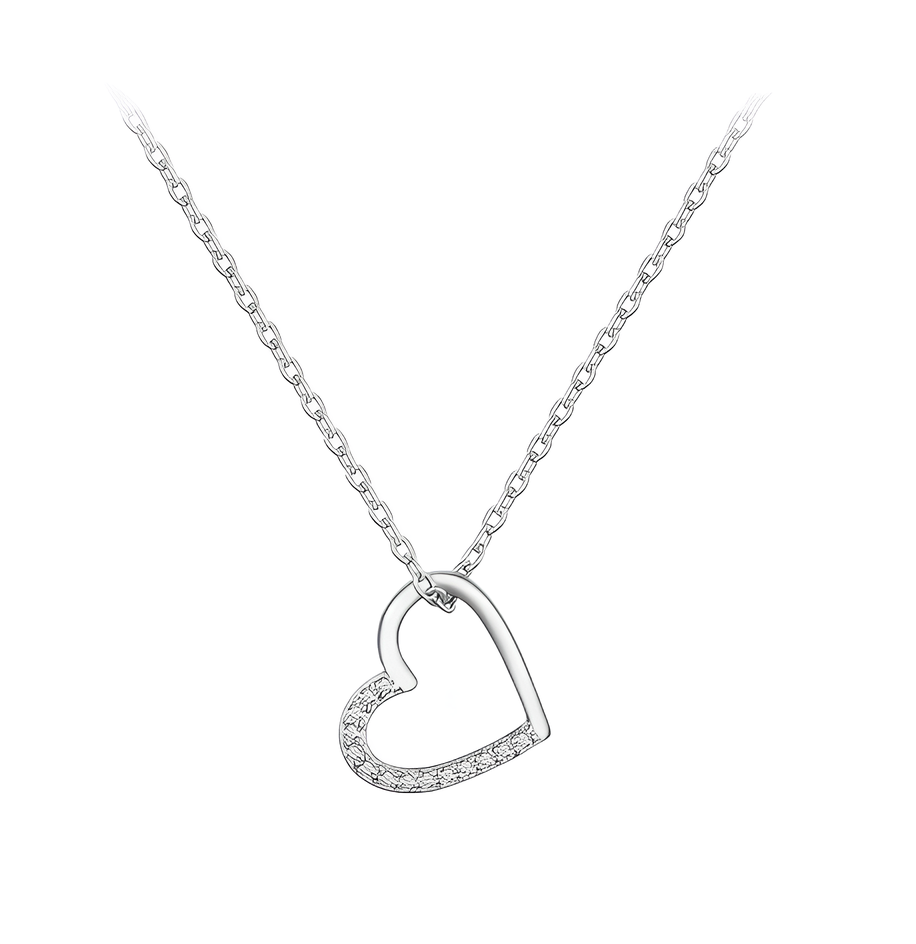 Silberne Herz-Pendant-Halskette mit Crystal-Akzenten