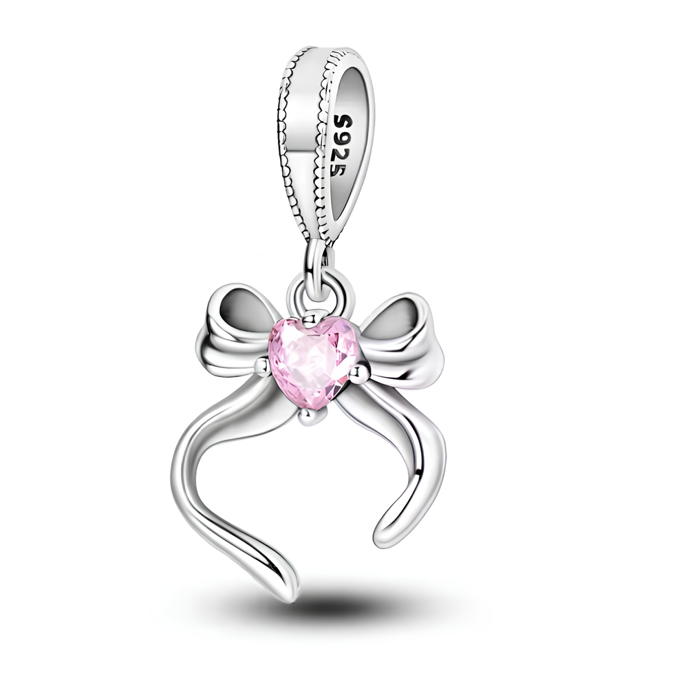 "Pink Bow with Heart" Charm