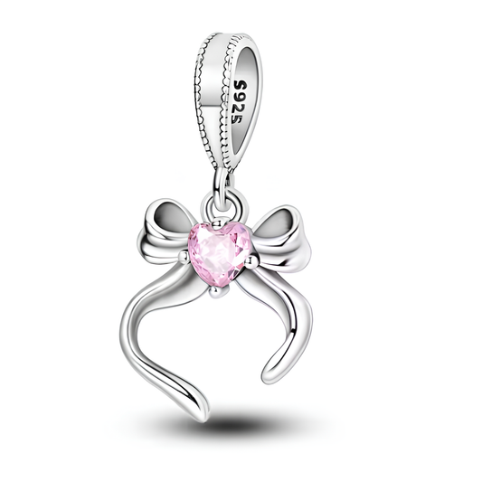 "Pink Bow with Heart" Charm