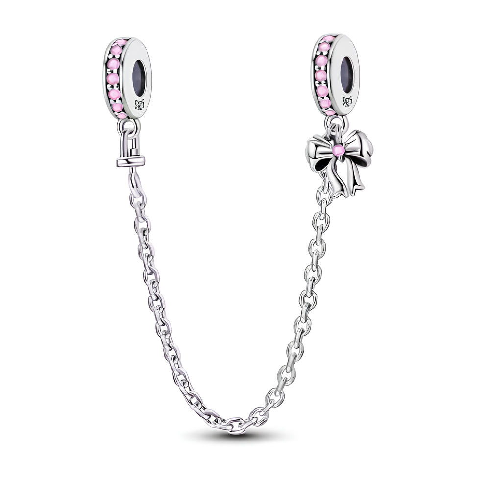 "Pink Bow with Chain" Charm