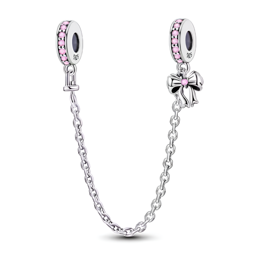 "Pink Bow with Chain" Charm